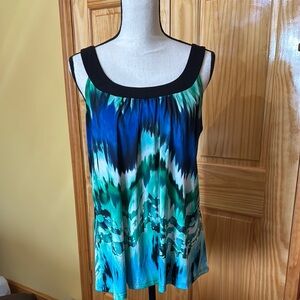 Dressbarn Blue Pleated‎ Sleeveless Tank Top